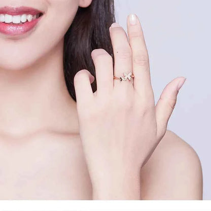 925 Sterling Silver CZ Butterfly Open Ring