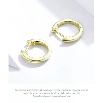 Genuine Sterling Silver Hoop Earrings - Elegant Rose Gold Color - Women's Fashion jewelry SCE808