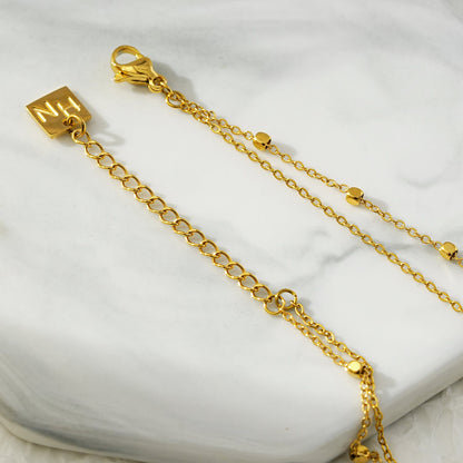 HILDA Gold Necklace: Two-in-One Square Beads & Round Beads in Black & Gold