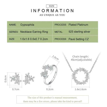 Dazzling Starry Night: 925 Silver Necklace & Ring Set With Cubic Zirconia