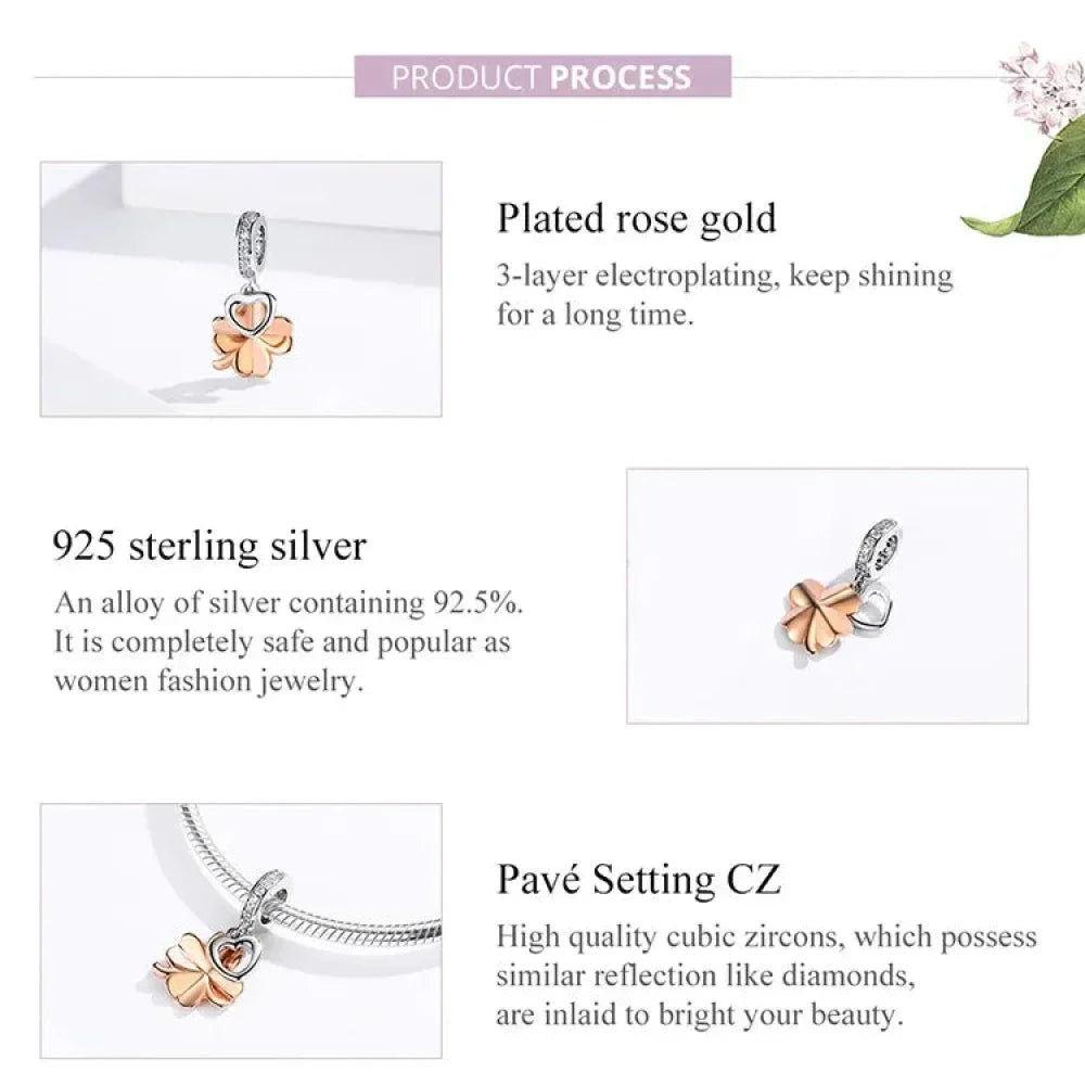925 Sterling Silver Gardon Lucky Clover Charm - Scc1238