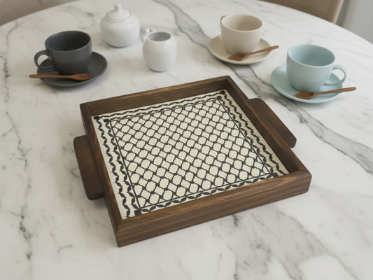 Handmade Palestinian Ceramic Small Serving Tray for Appetizers, Desserts, or Decor