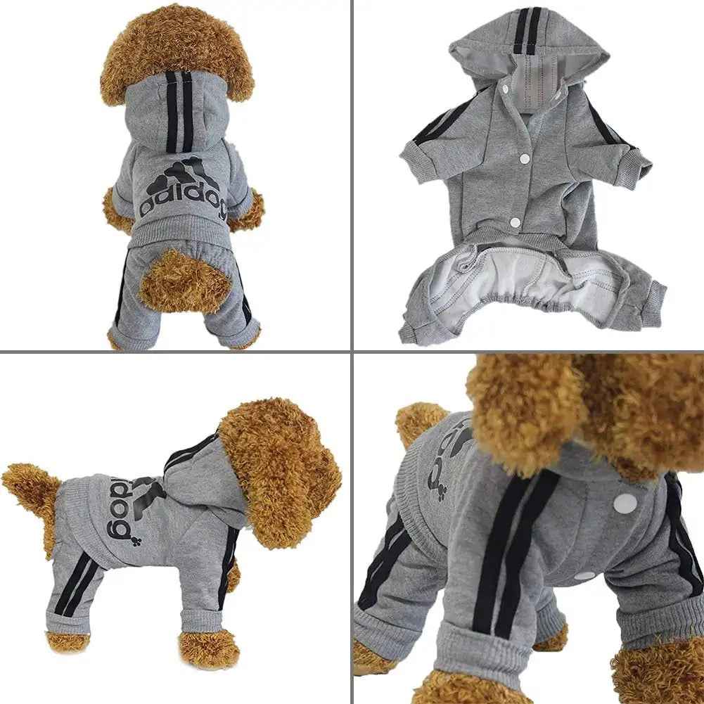 Dog Hoodie Pants Set | Adidog Dog Outfit Set