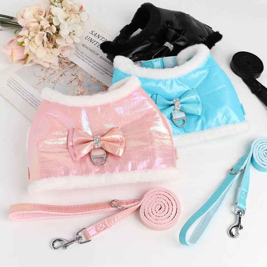 Waterproof Bow Dog Harness & Leash Set