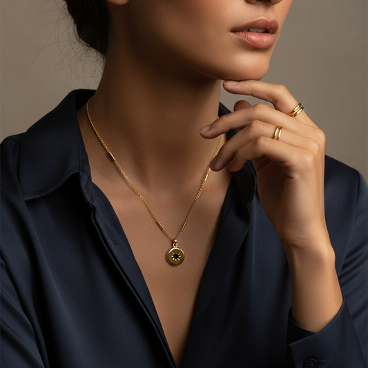 Noir Diamond Circle Pendant
