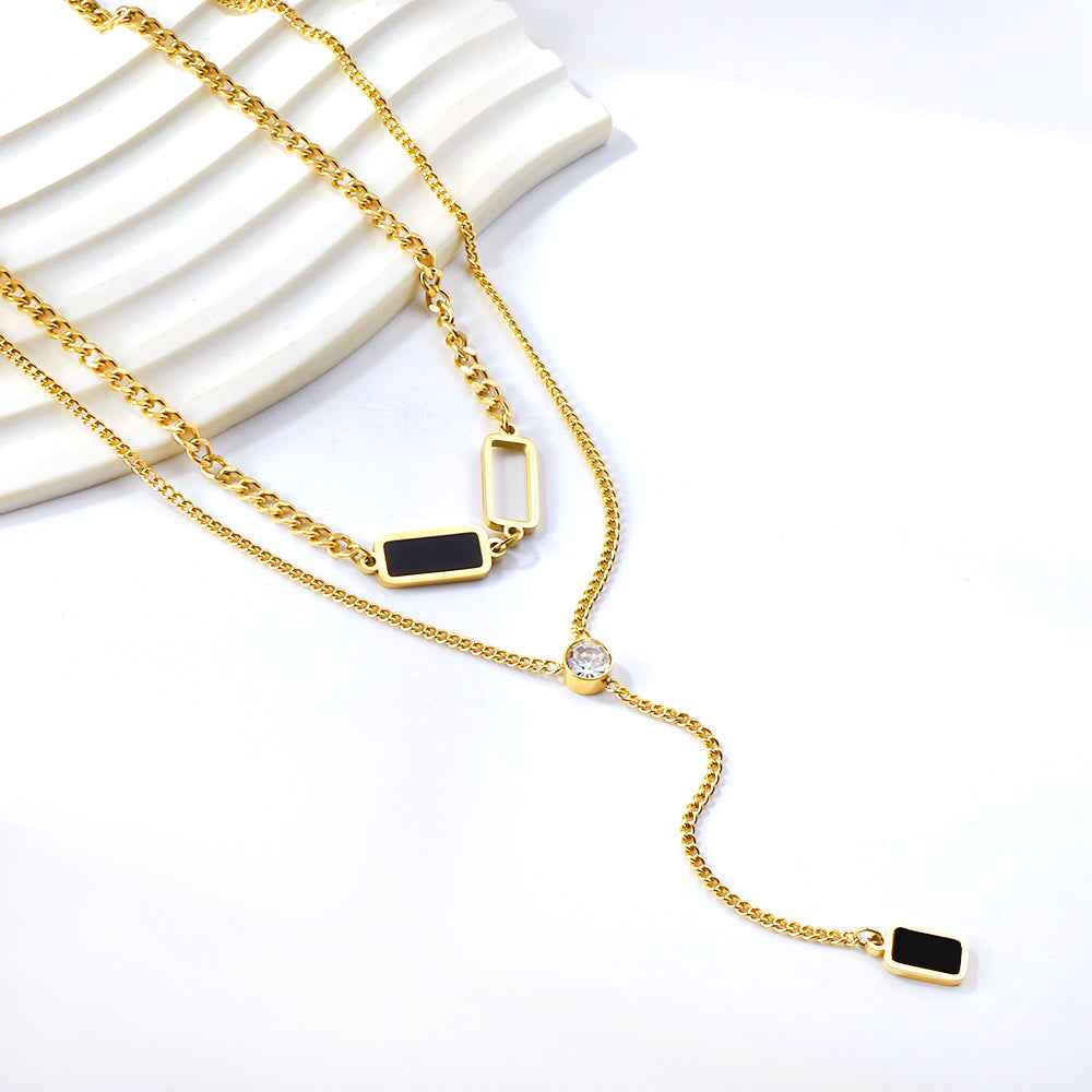 Monochrome Diamond Drop Chain