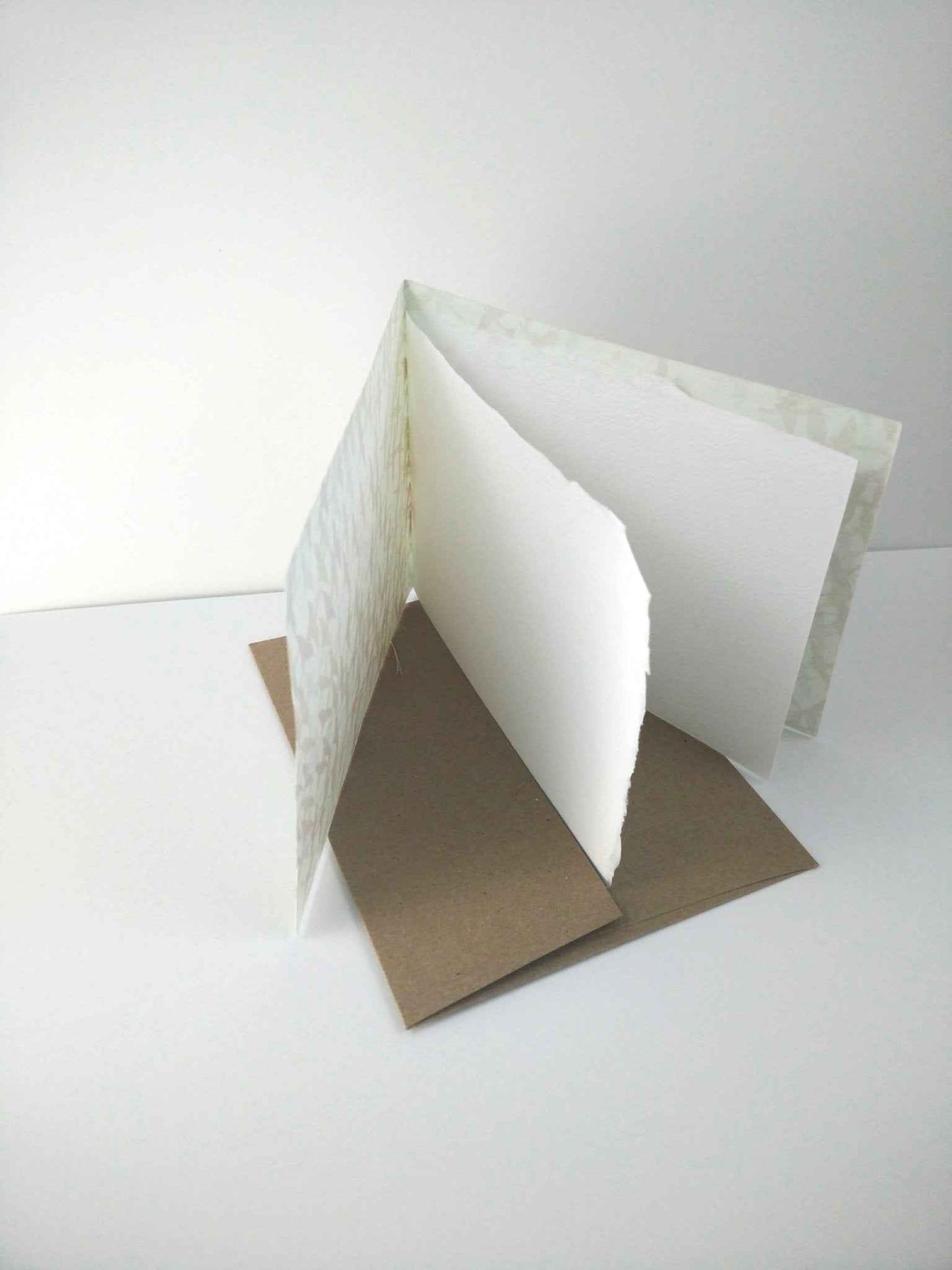 Handsewn Chiyogami Cotton Rag Blank Card | Metallic birds