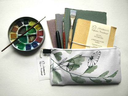 Zippered Cotton Canvas Pencil Case | Purple Floral Moss