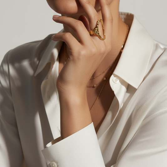Golden Oval Statement Ring