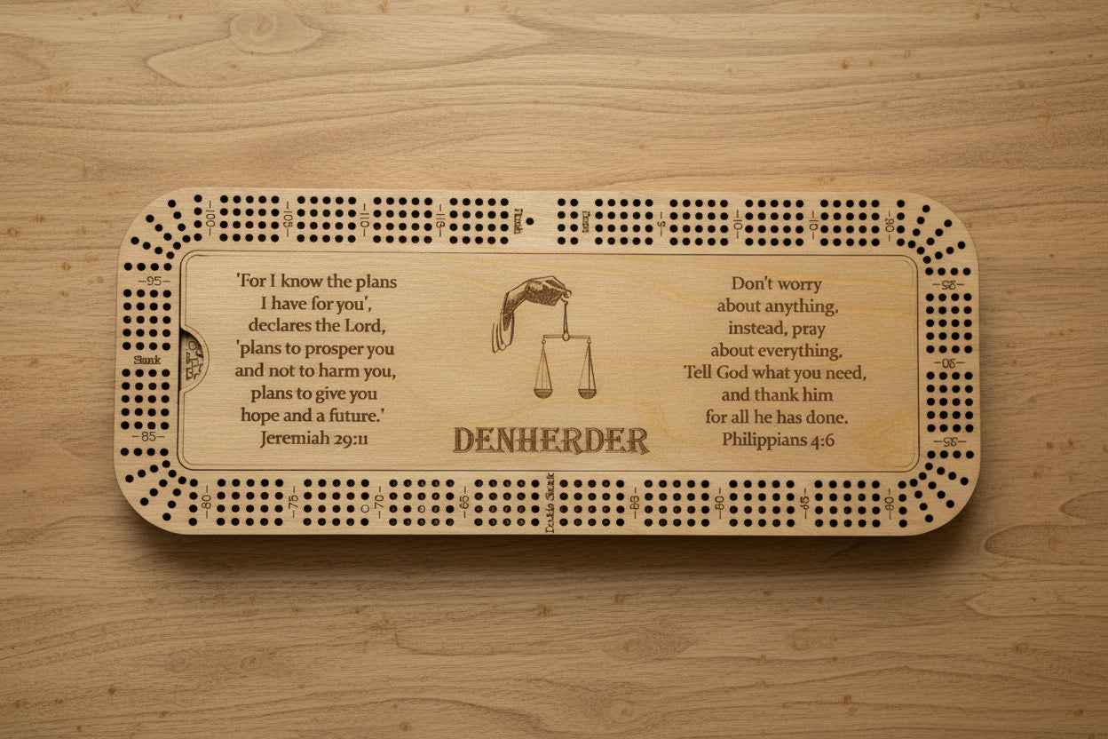 Large 4-Player Cribbage Board - 24" x 9.5" | Personalized Gift