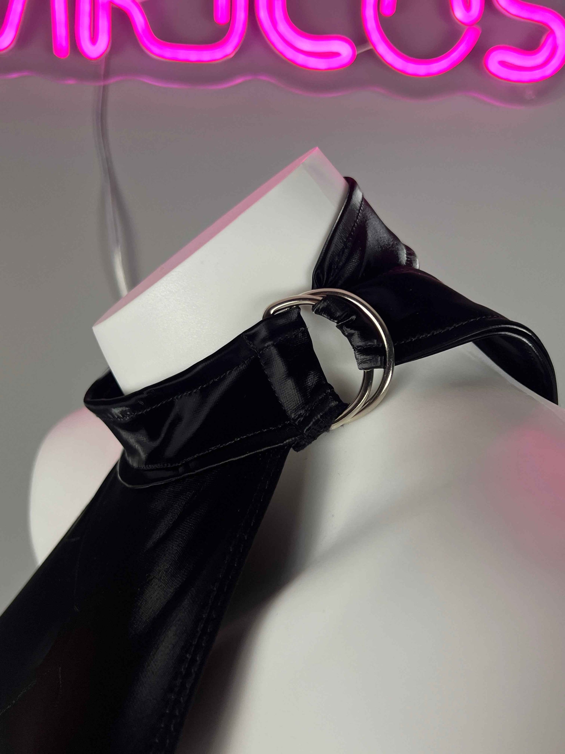 Gothic Sleeveless PU Leather Halter Party Dress Lingerie