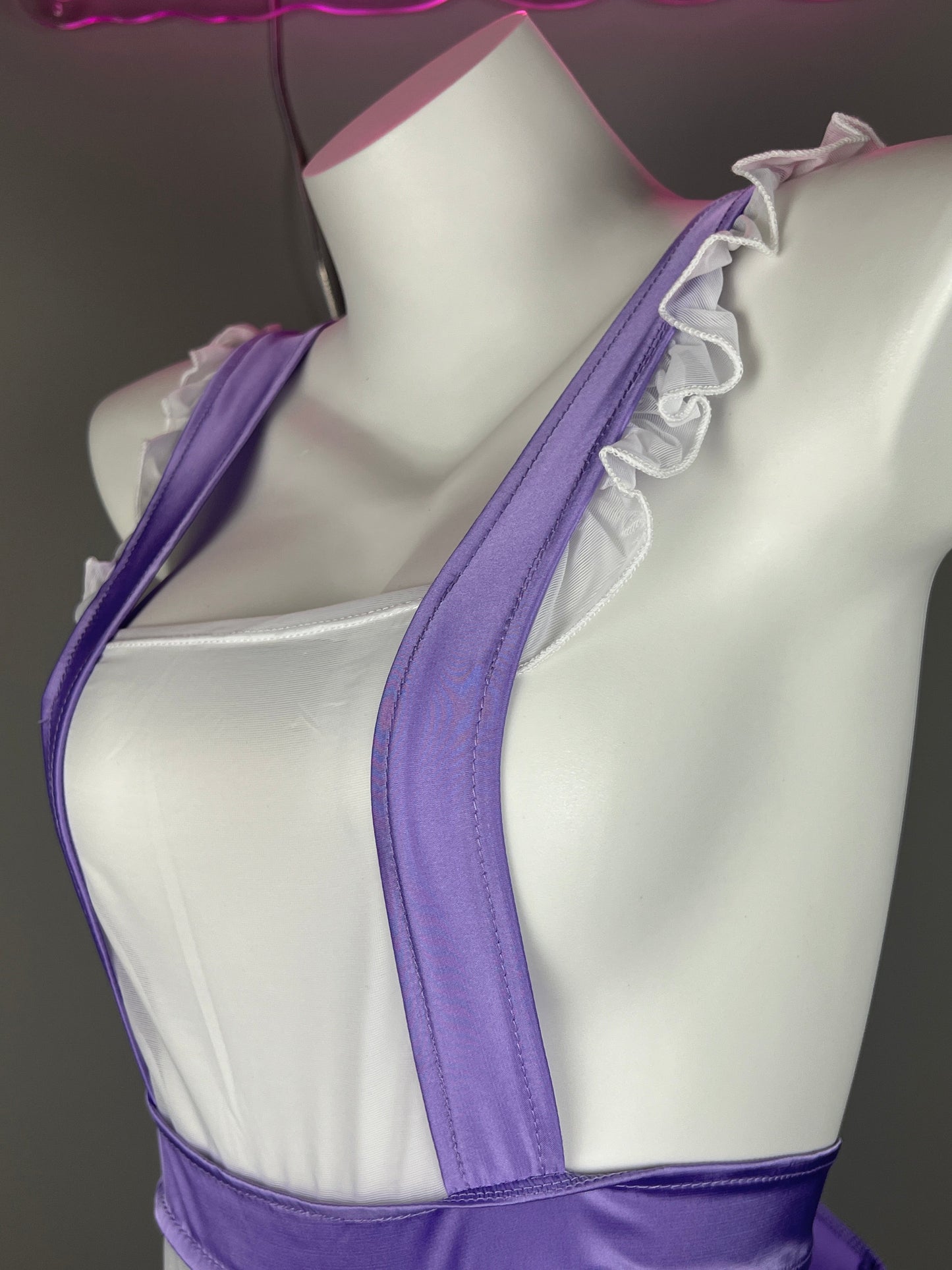 Sexy Maid Sheer Halter Bodysuit Lingerie Set with Headband