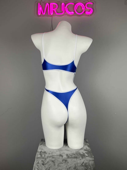 Women's High-Cut One-Piece Satin Spandex BodySuit Swimsuit with Side Cutouts