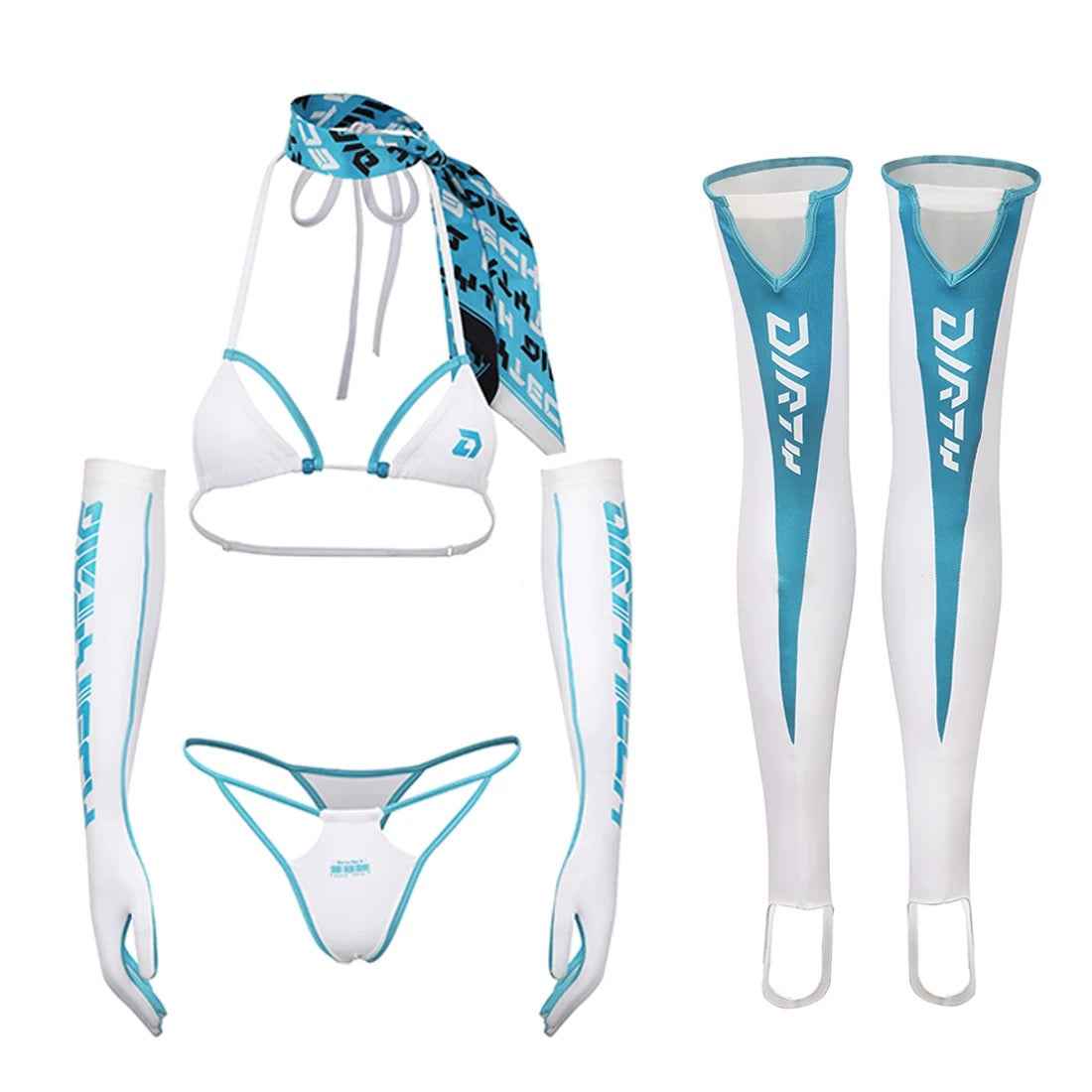 Anime Spandex Swimwear Sexy Bikini Race Queen Cosplay Set
