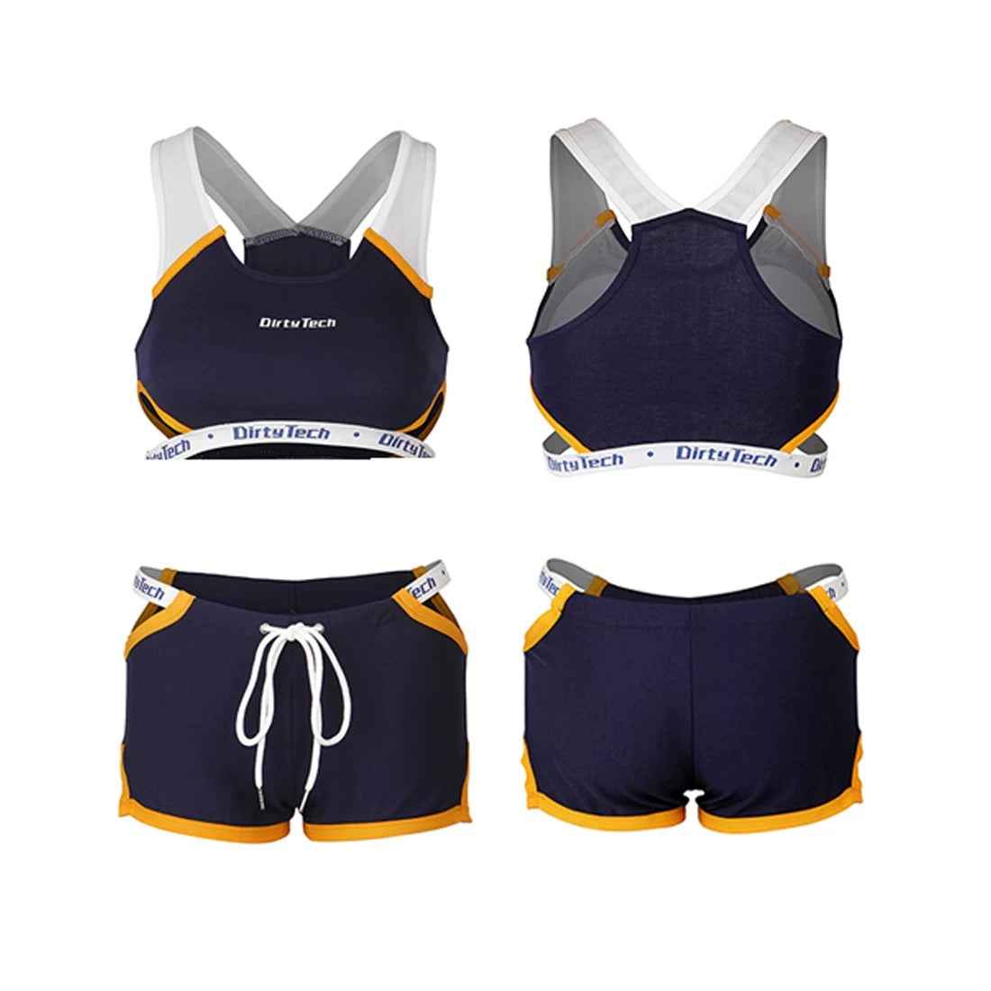Anime Style Boxing Running Sexy Sports Activewear Set Hollow Tank Top with Shorts