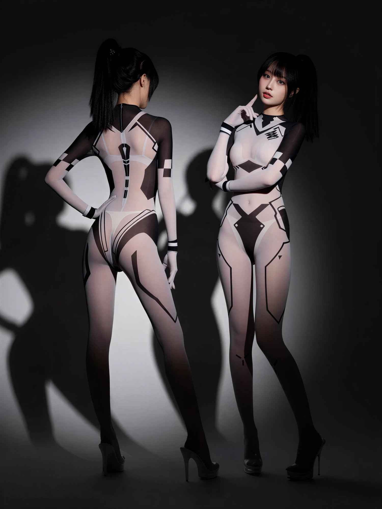 Cyber-Elegance 10D Ultra-Sheer Bodystocking | Anime-Inspired Sci-Fi Silhouette