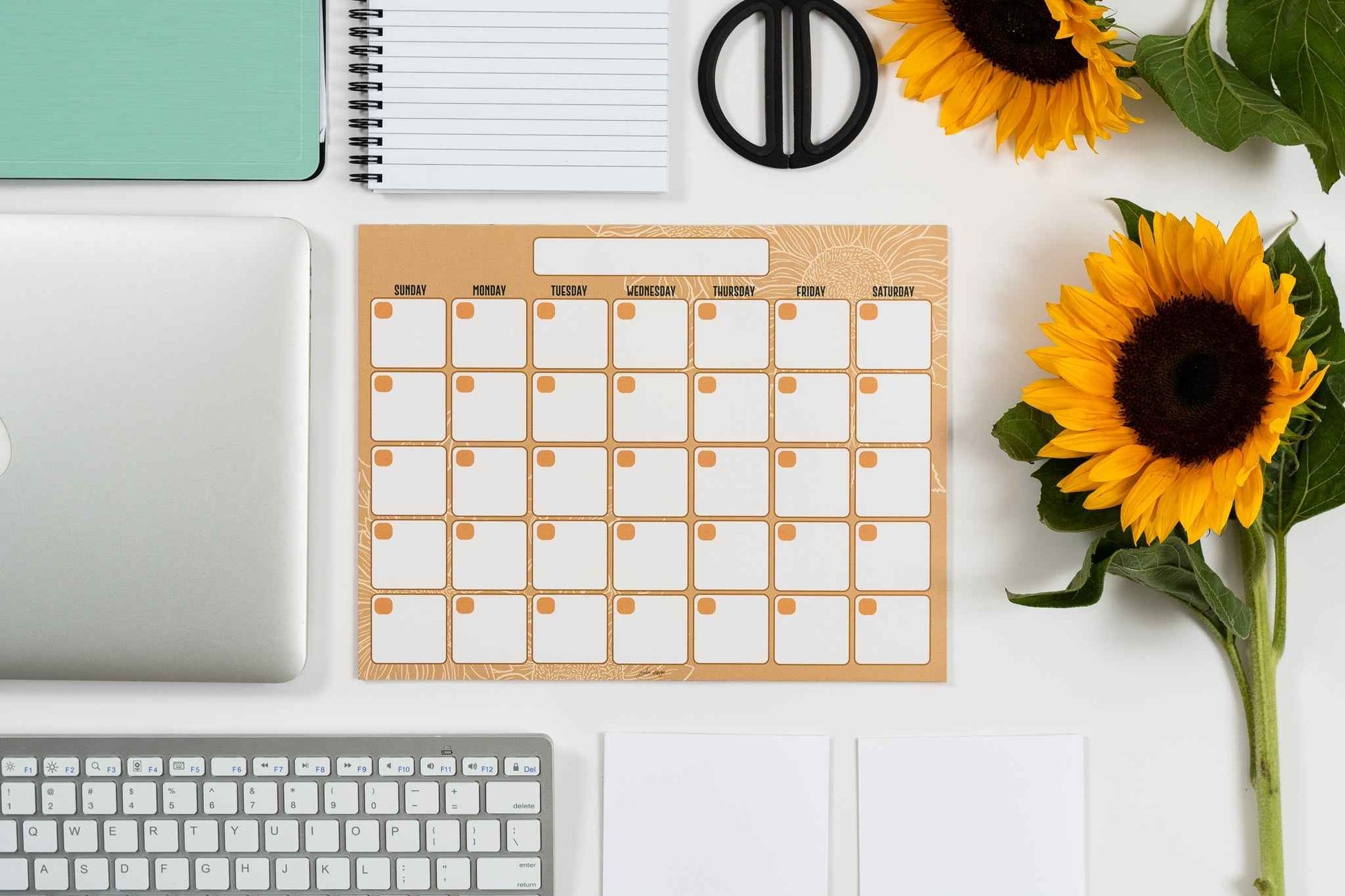 Golden Sunflower Monthly Planner - 15 Pages
