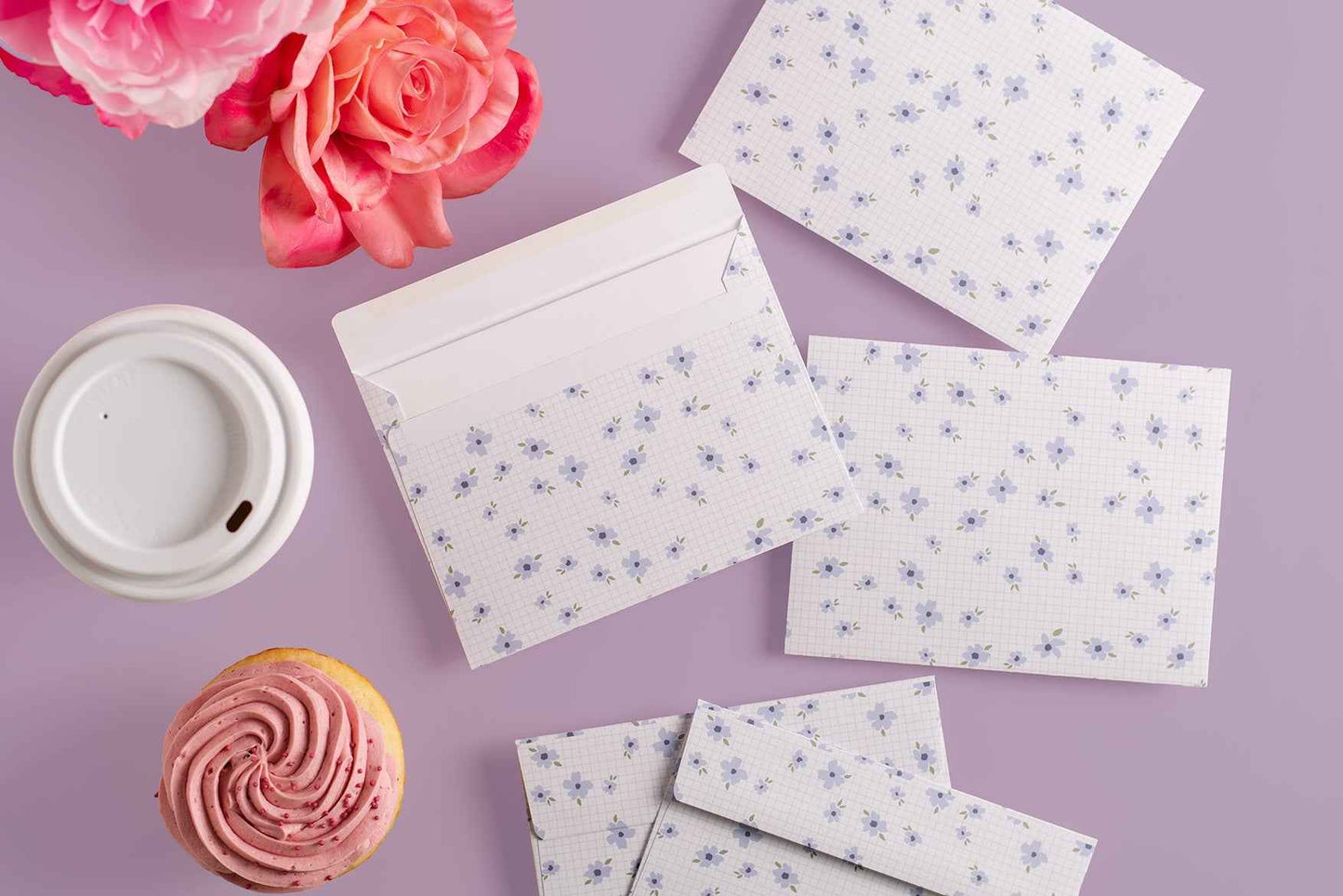 Purple Grid Pattern Envelope - 5 Pack