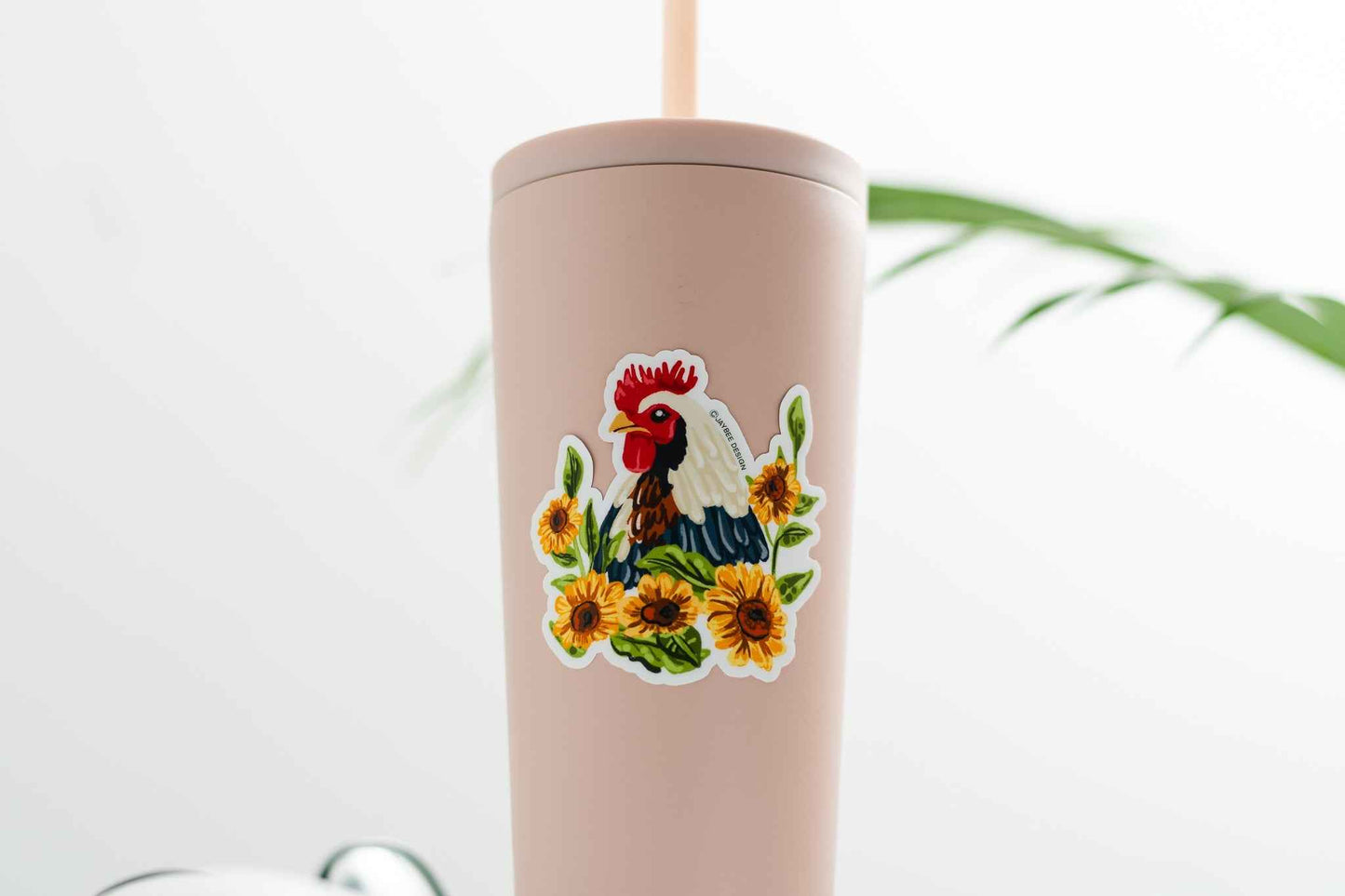 Chicken W/ Sunflowers Vinyl Sticker