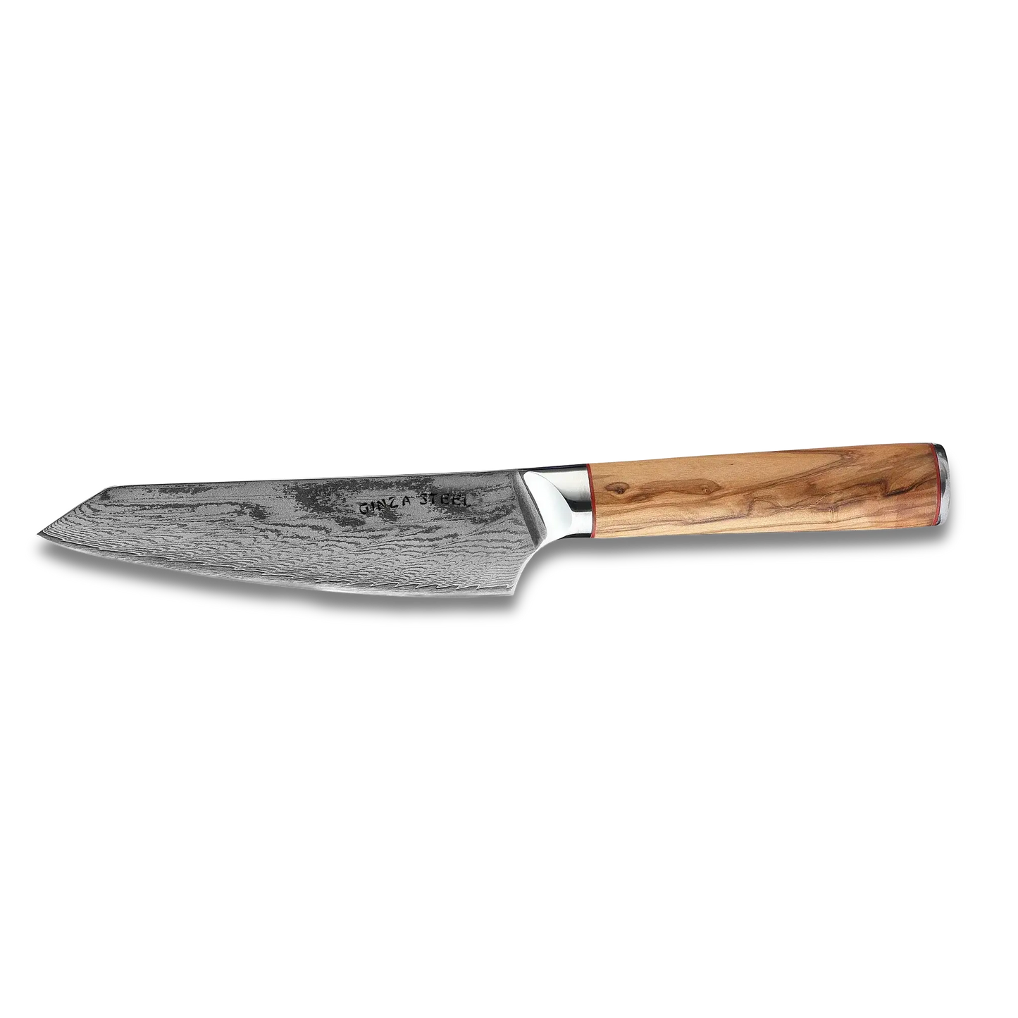 Ginza Steel MIA 17 Kochmesser 6.5” – Damast AUS10 Stahl, 67-Lagen, Olivenholzgriff