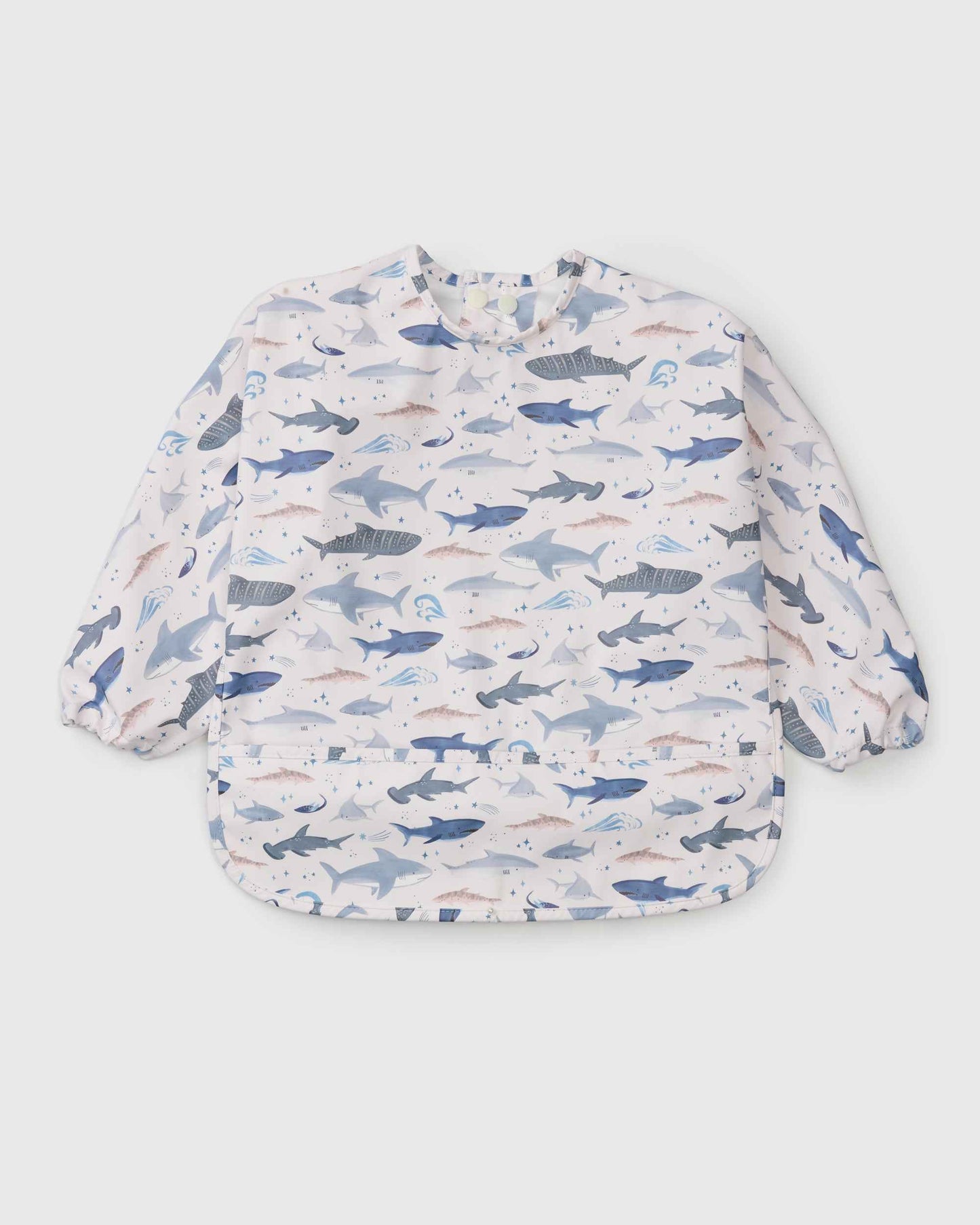 Long Sleeve Bib - Smiley Sharks