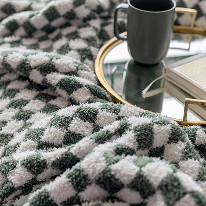 Baby's Breath & Forest Green Check Print Throw