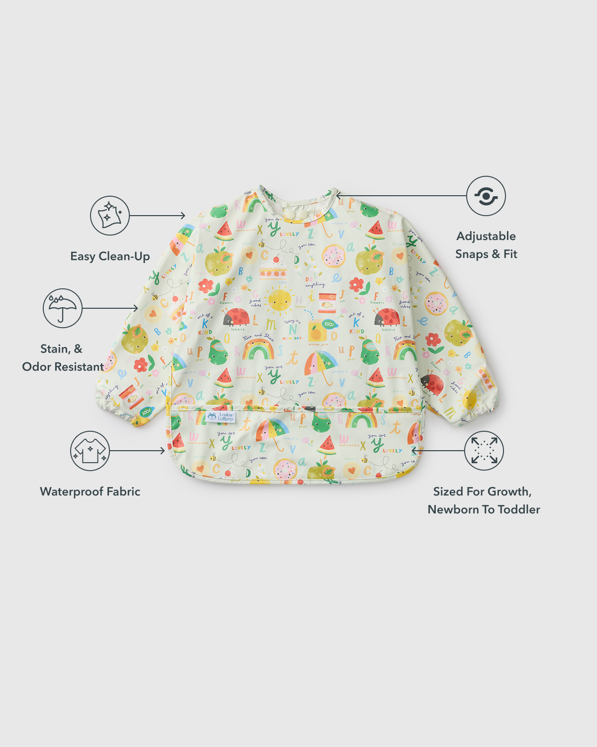 Long Sleeve Bib - Alphabet Smiles