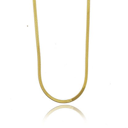 MILA: Snake Skin Textured Delicate Width Gold Chain Necklace