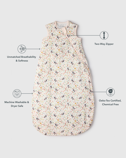 Baby Bamboo Muslin Sleep Sack 0.5 TOG - Bumble Bees
