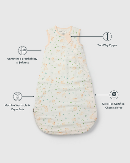 Baby Bamboo Muslin Sleep Sack 0.5 TOG - Bunny Meadow