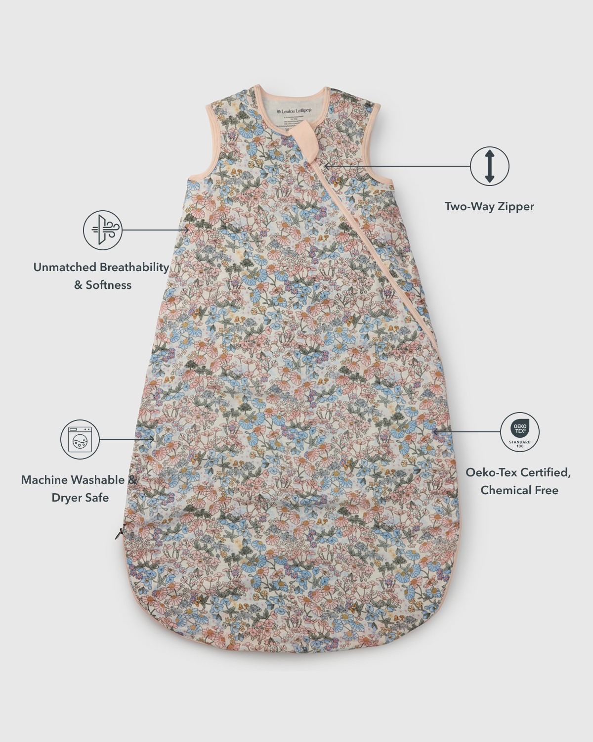Baby Bamboo Muslin Sleep Sack 0.5 TOG - English Garden