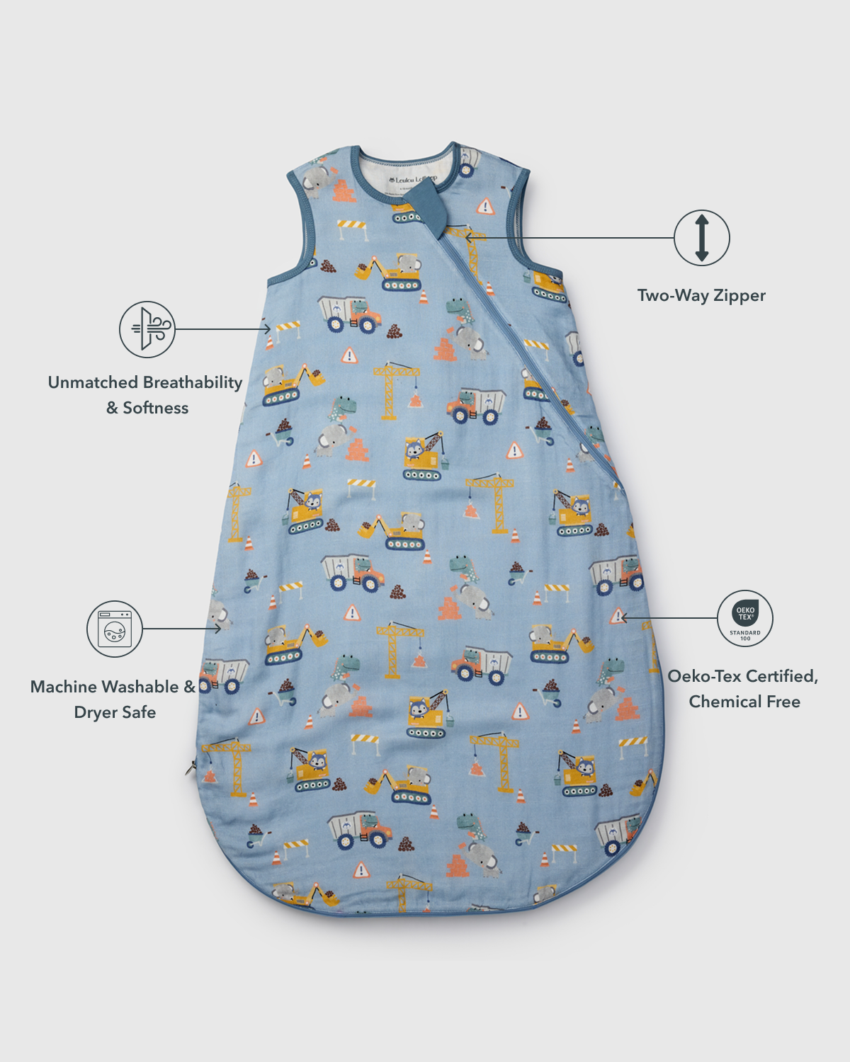 Baby Bamboo Muslin Sleep Sack 0.5 TOG - Tiny Engineers