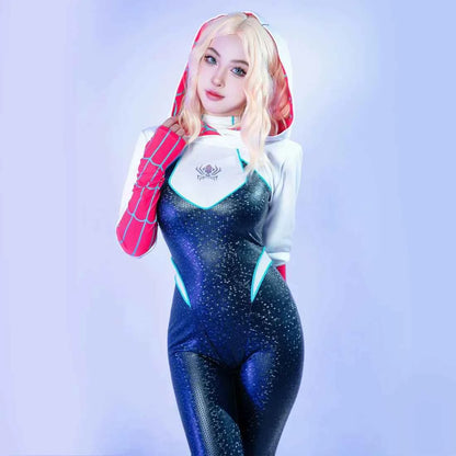 Woman Super Hero Spandex Pu Leather Cosplay Halloween Costume Bodysuit with Jacket
