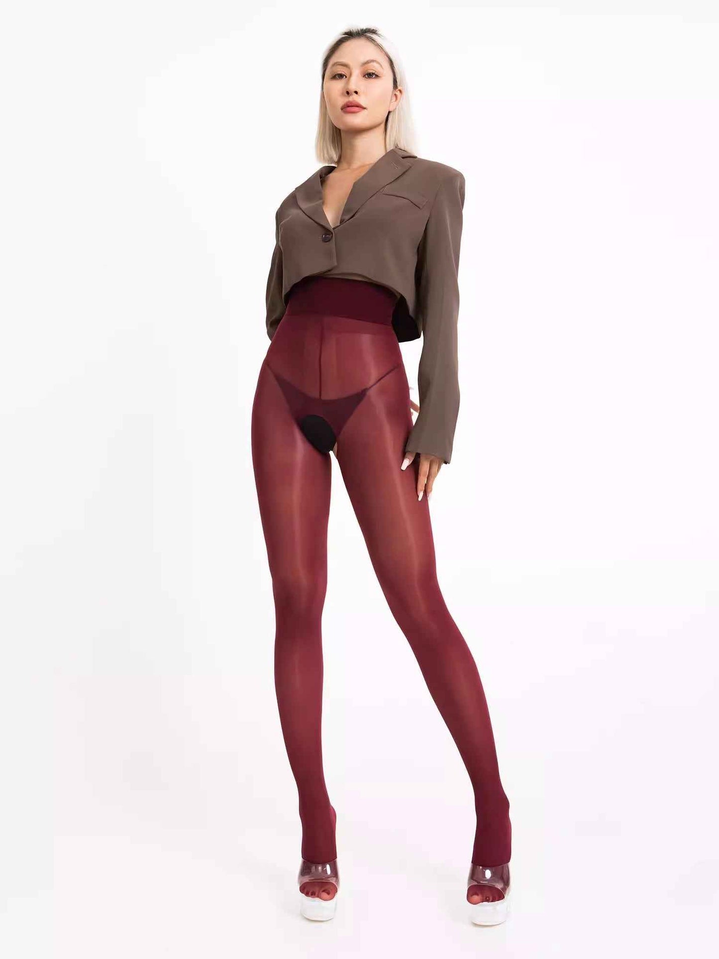 20D Crotchless High Waist Pantyhose Nylon Tights