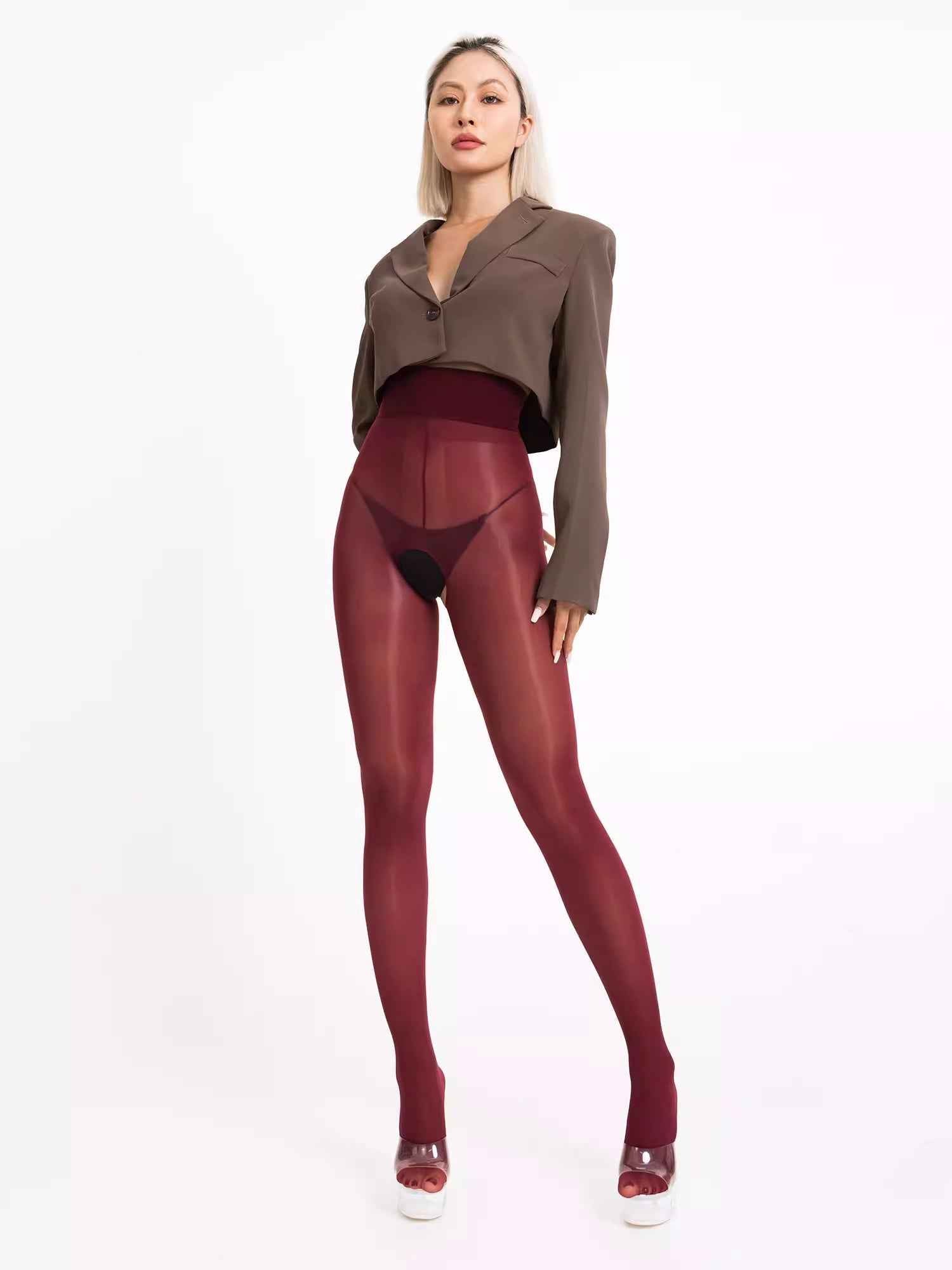 20D Crotchless High Waist Pantyhose Nylon Tights
