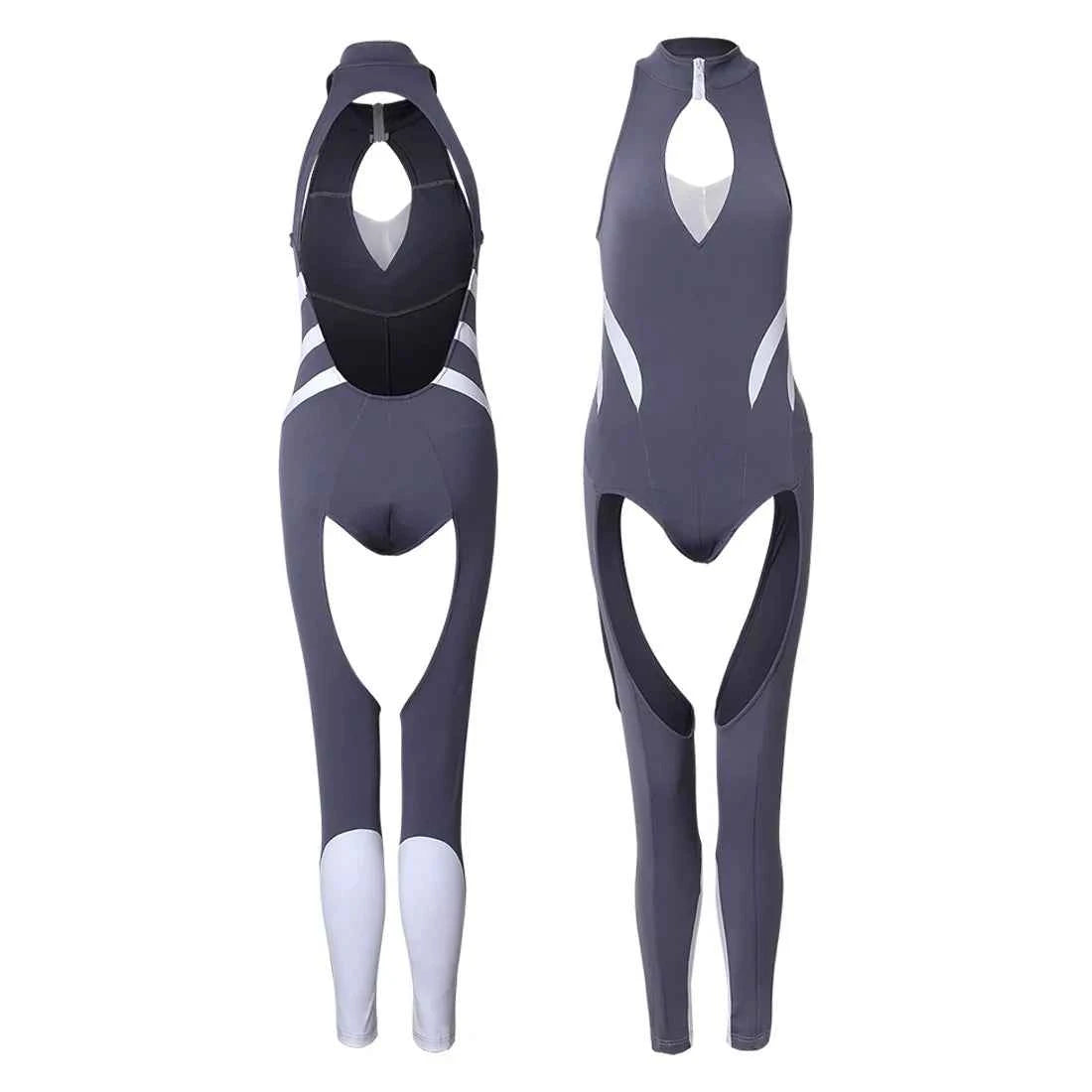 Anime Style the Grey Shark Jumpsuit Yoga Pants Full Body Sexy Fitness Active Wear