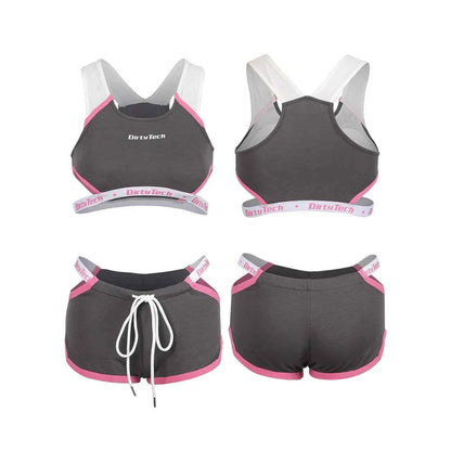 Anime Style Boxing Running Sexy Sports Activewear Set Hollow Tank Top with Shorts