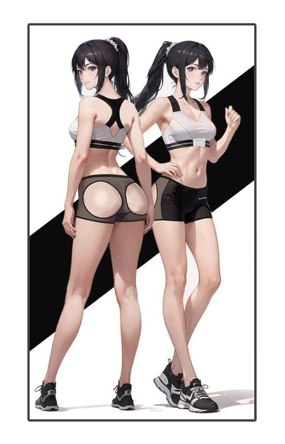 Anime Style 2-Piece Short Gymnastics Uniform Sports Tank Top with Sexy Cutout Shorts