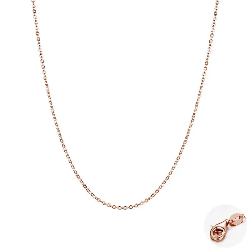Authentic Gold Color 925 Sterling Silver Basic Cable Chain Necklace - Sca016