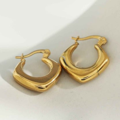 MARIYA: Squared Rounded Hoop Earrings Gold