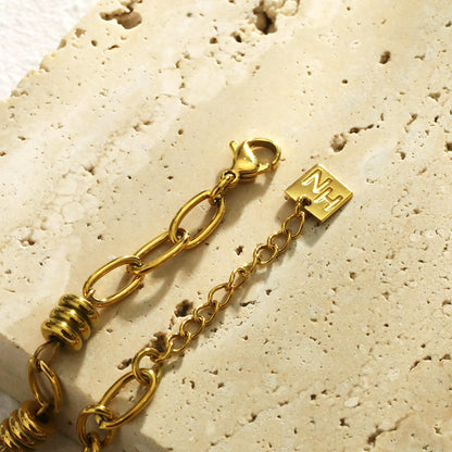 KAMA Oval-Links & Adjoined Beads Statement Bracelet
