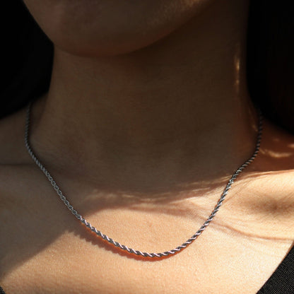 KIRA: Rope Chain Silver Necklace 16 Inches