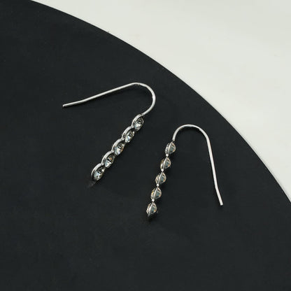 PELLA Silver (White Gold): Minimalist Moissanite Row Stud Earrings – Elegant Sparkle in Every Line