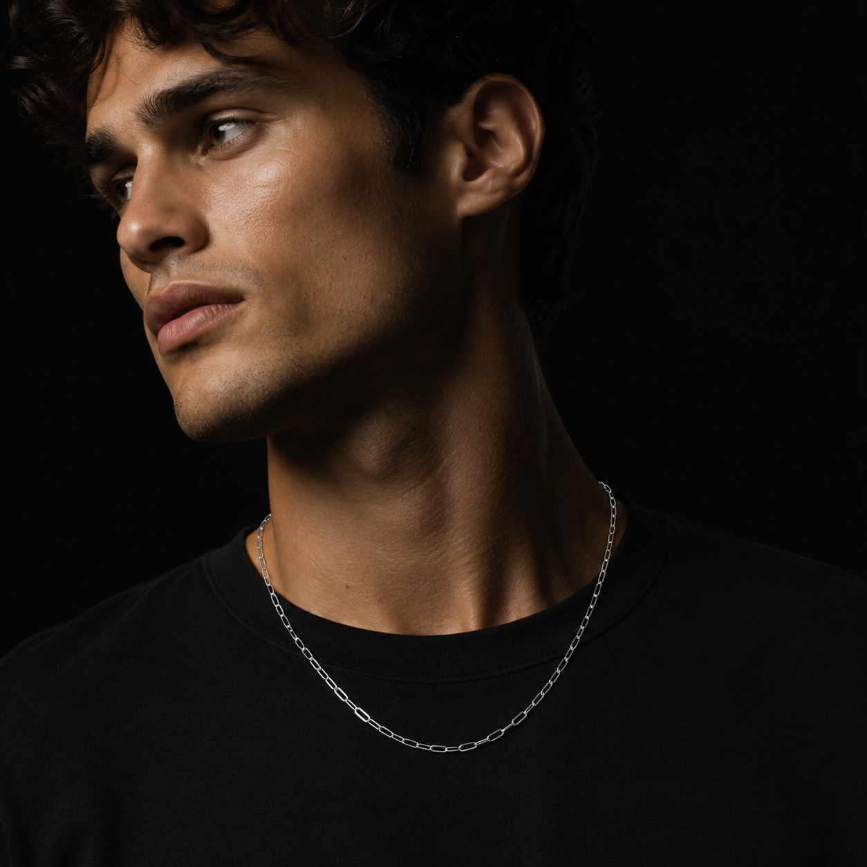 PENINA Silver: Dailywear Essential Mini Paper-Clip Chain Necklace (Men & Women)