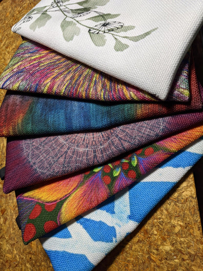 Zippered Cotton Canvas Pencil Case | Metallic Birds