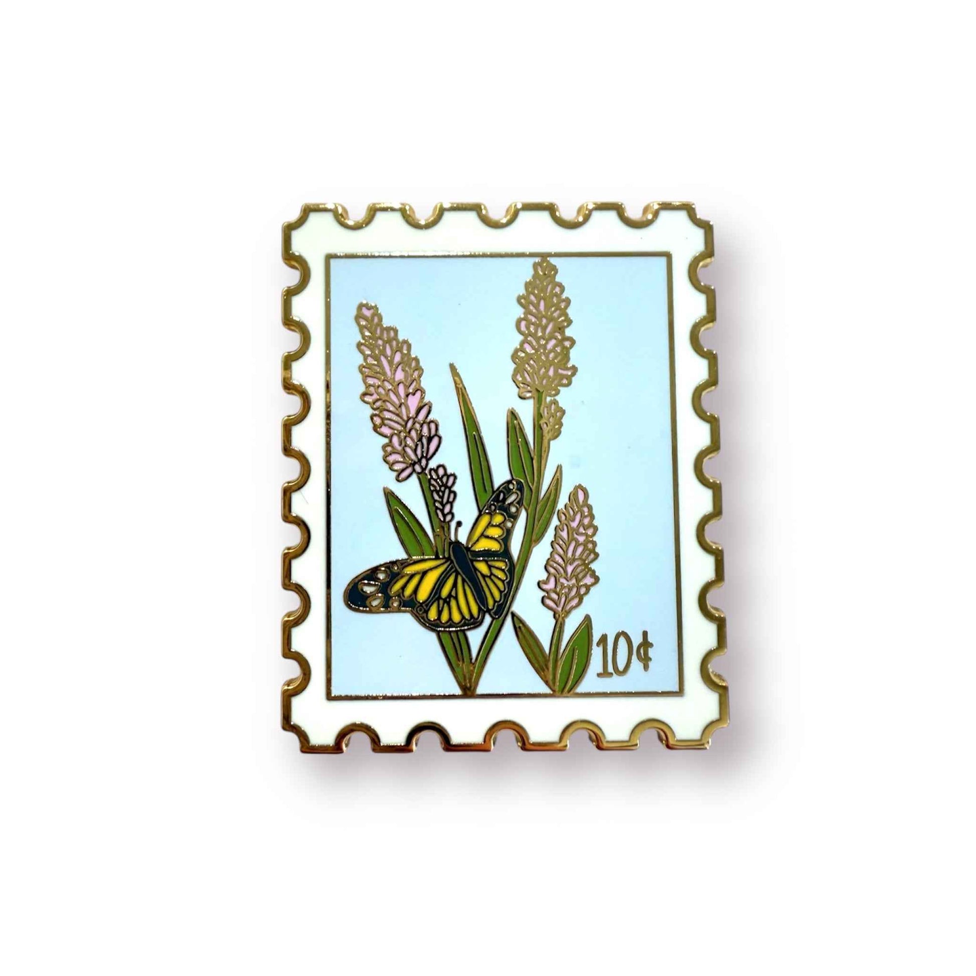 Lavender Postage Stamp Enamel Pin