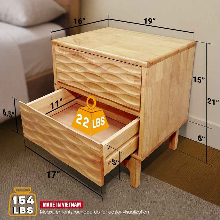 Elara Solid Wood Nightstand