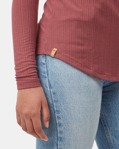 Geripptes Henley-Langarmshirt