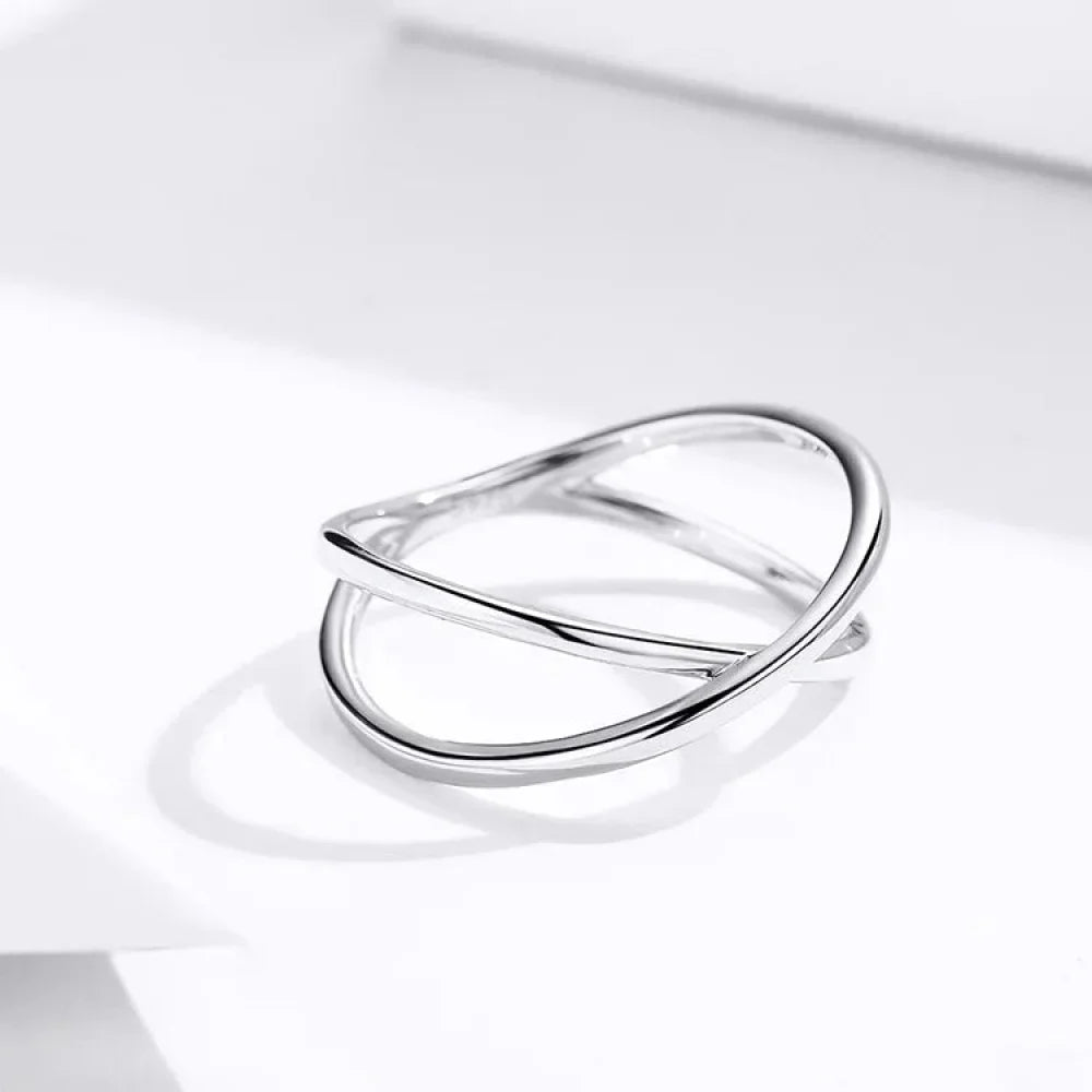 Breathtaking 14K Gold Plated X Ring - Elegant Minimalist 925 Sterling Silver Cross Ring For Women - Promise Jewelry Scr543