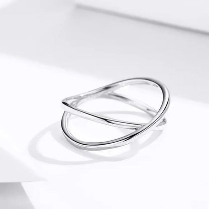Breathtaking 14K Gold Plated X Ring - Elegant Minimalist 925 Sterling Silver Cross Ring For Women - Promise Jewelry Scr543